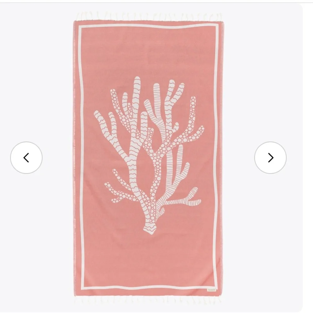 FESHKA Double-Sided Coral Turkish Beach Towel: Pink - New